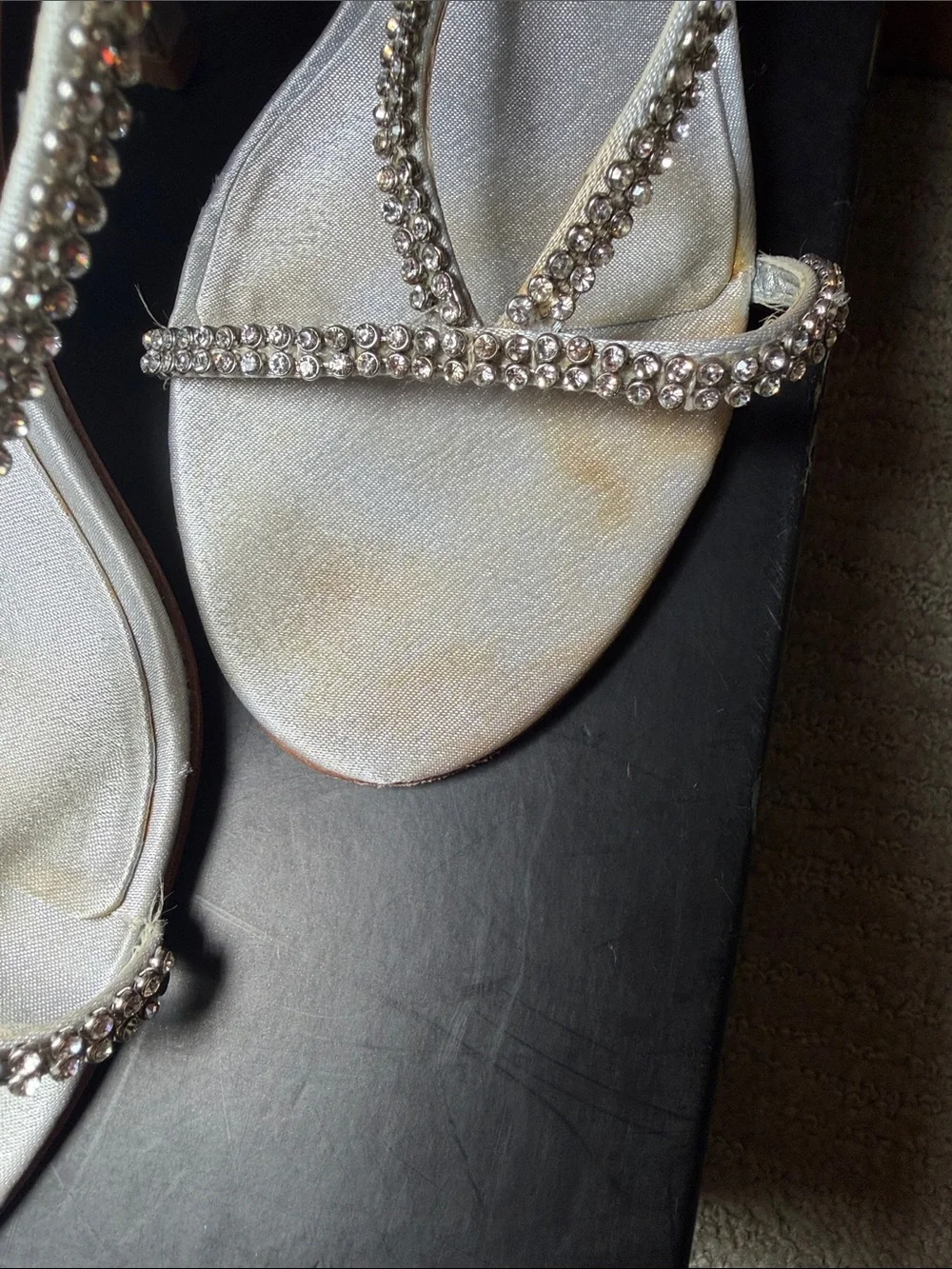 Nina Silver Rhinestone Slingback Heels